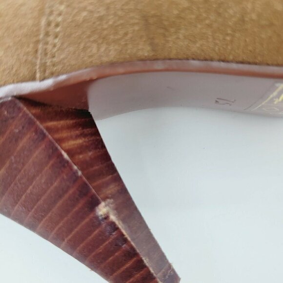 Farylrobin Ankle Boots Womens Size 7.5 Brown Suede Booties Weaved Anthropoligie - Picture 8 of 10